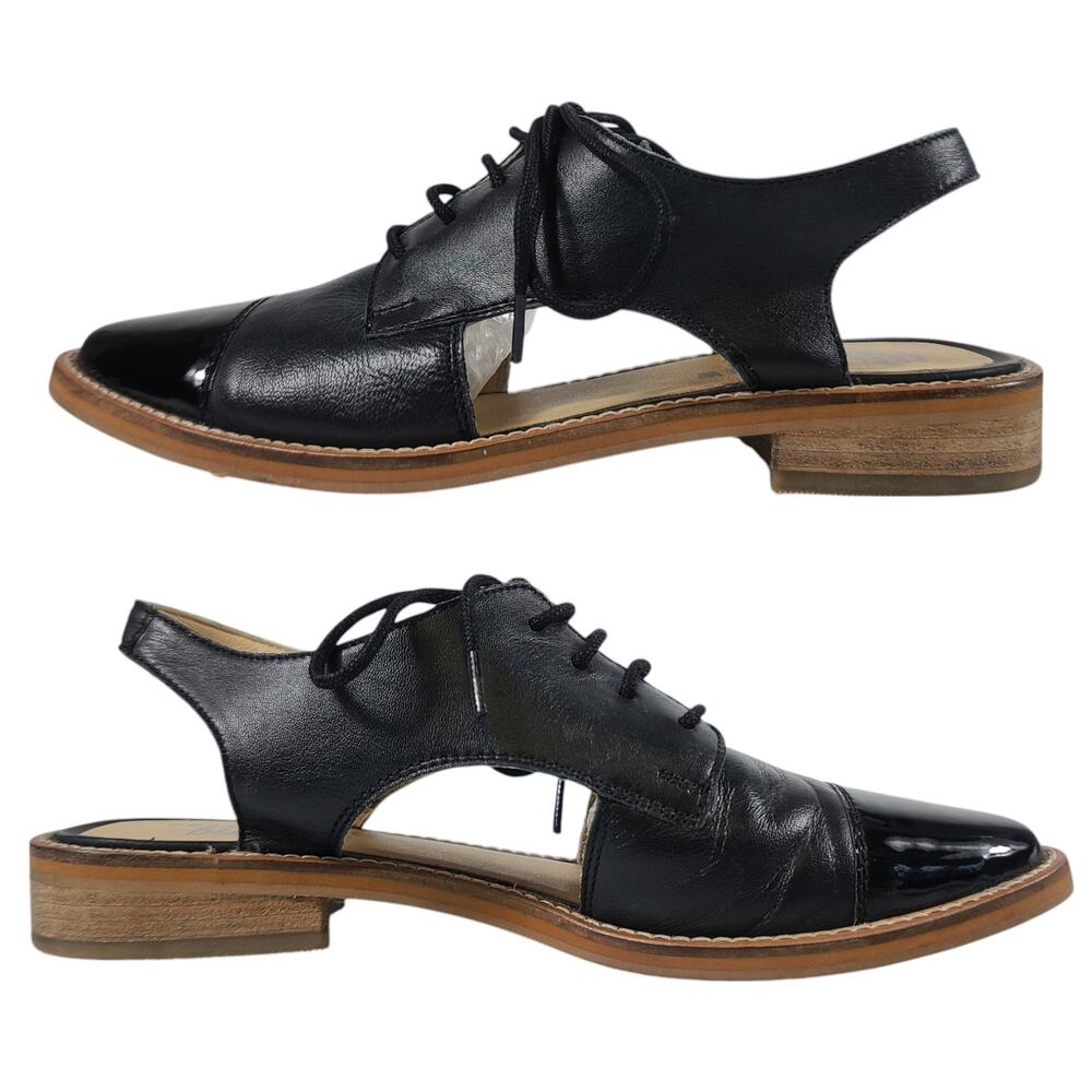Chelsea Crew Shaya Black Patent Leather Sling Back Loafers Shoes Sandal 36 5 1/2